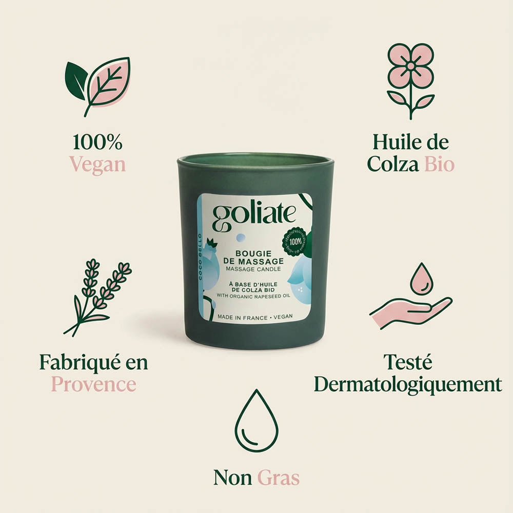 Bougie de massage bio parfum intense - Coco
