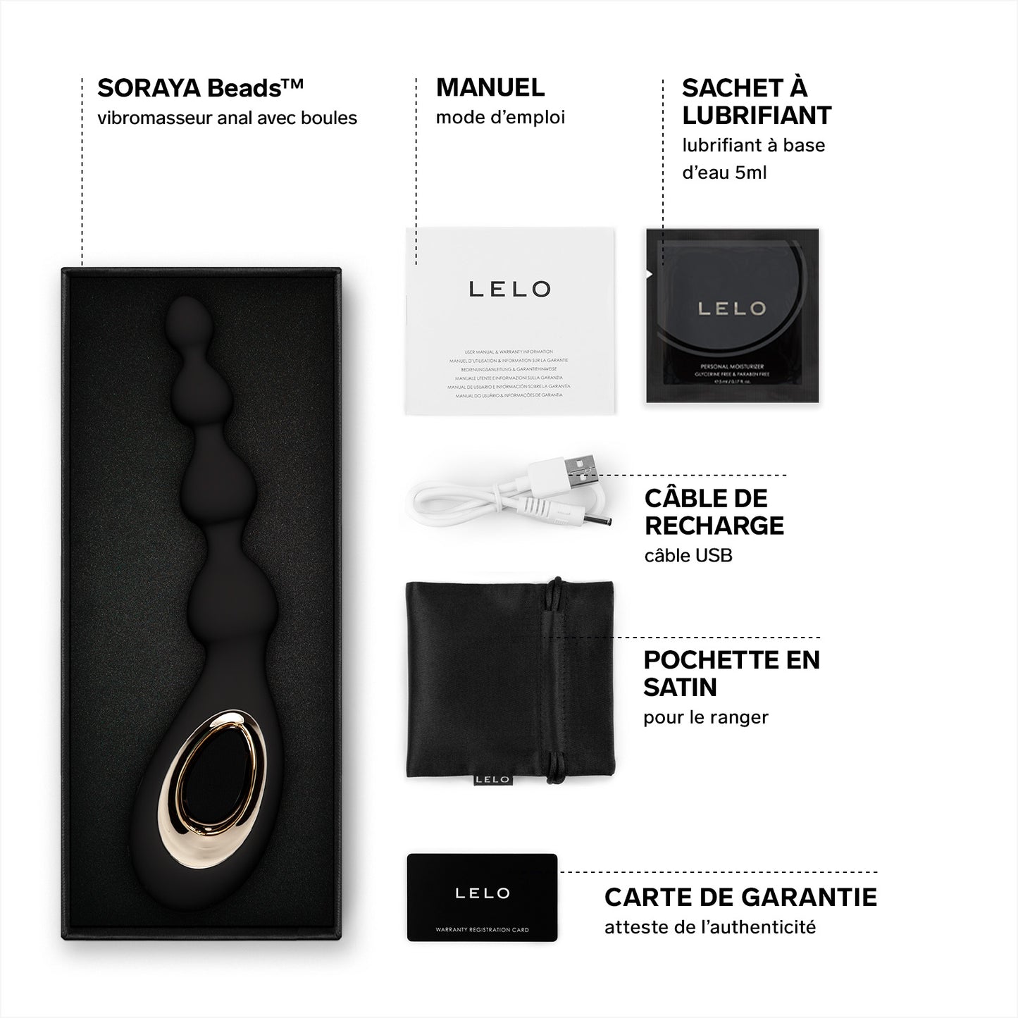 Soraya Beads de Lelo - Noir