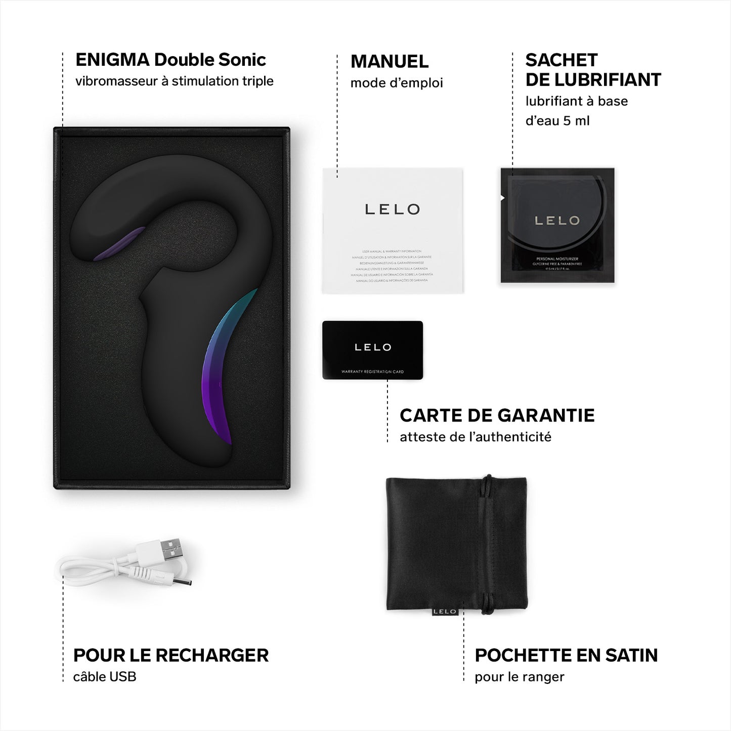 Enigma double sonic de Lelo - Noir