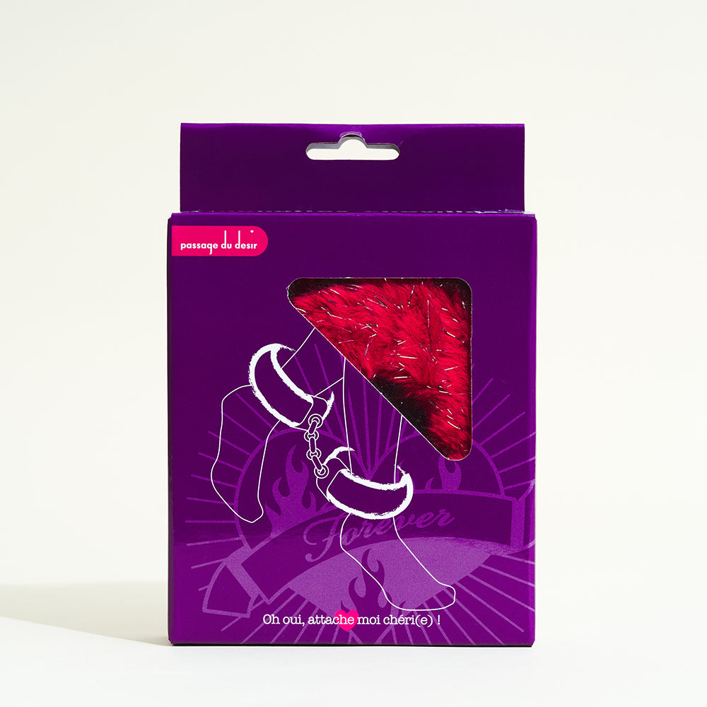 Menotte chevilles fourrure - Rouge