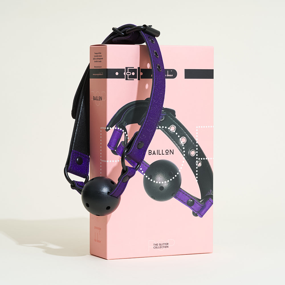Bâillon boule Pop - Violet pailleté