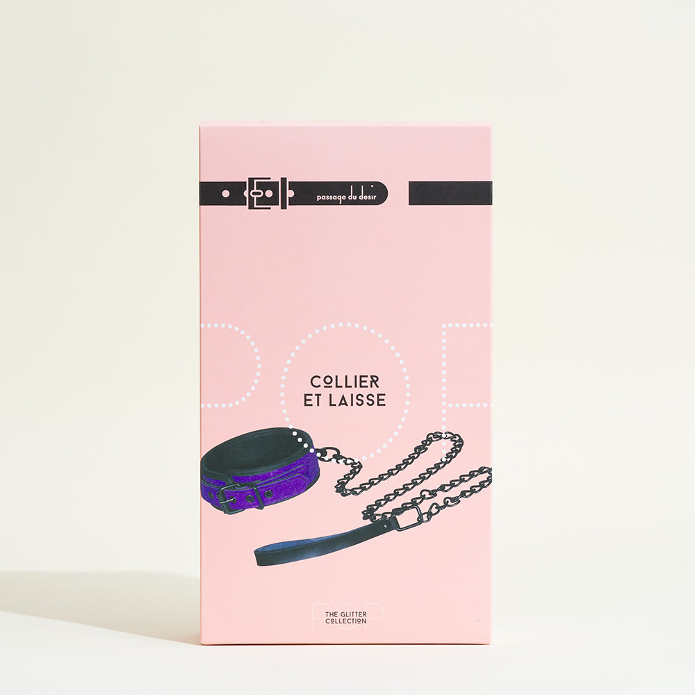 Collier et laisse Pop - Violet pailleté