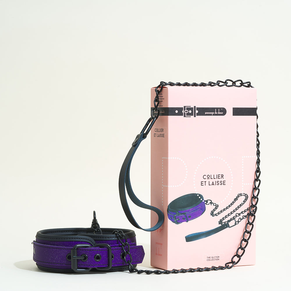 Collier et laisse Pop - Violet pailleté
