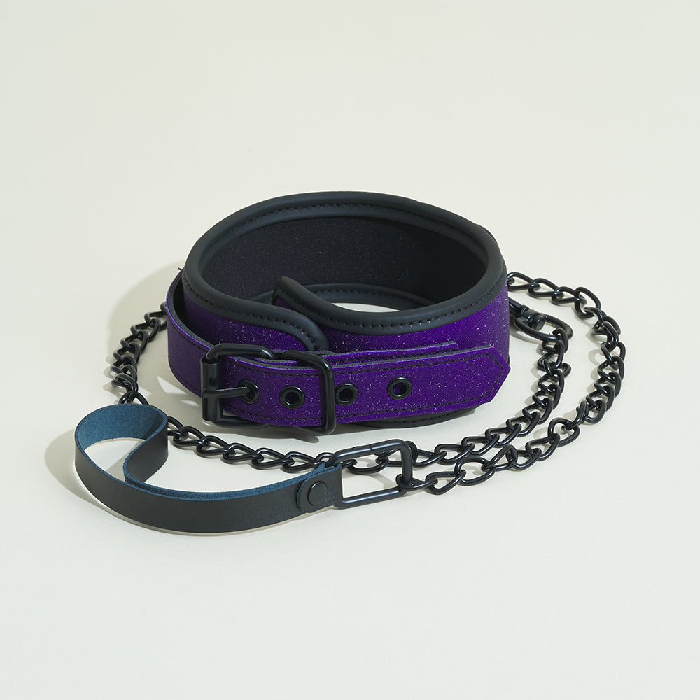 Collier et laisse Pop - Violet pailleté
