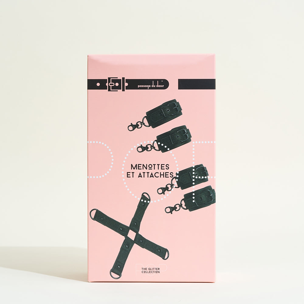 Menottes mains et chevilles Pop - Noir pailleté