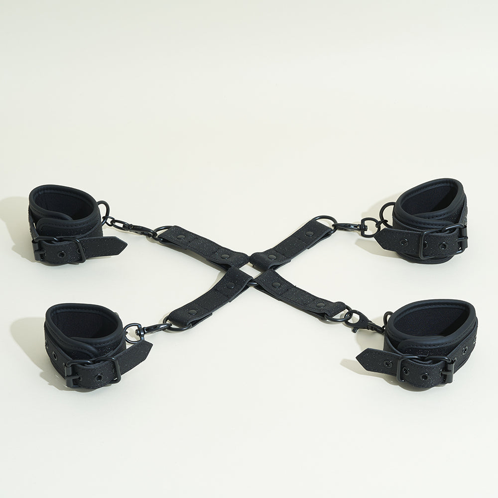 Menottes mains et chevilles Pop - Noir pailleté