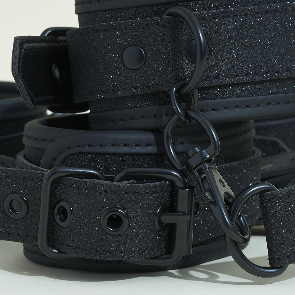 Menottes mains et chevilles Pop - Noir pailleté