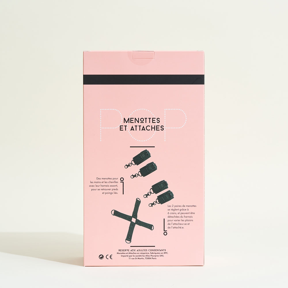 Menottes mains et chevilles Pop - Noir pailleté
