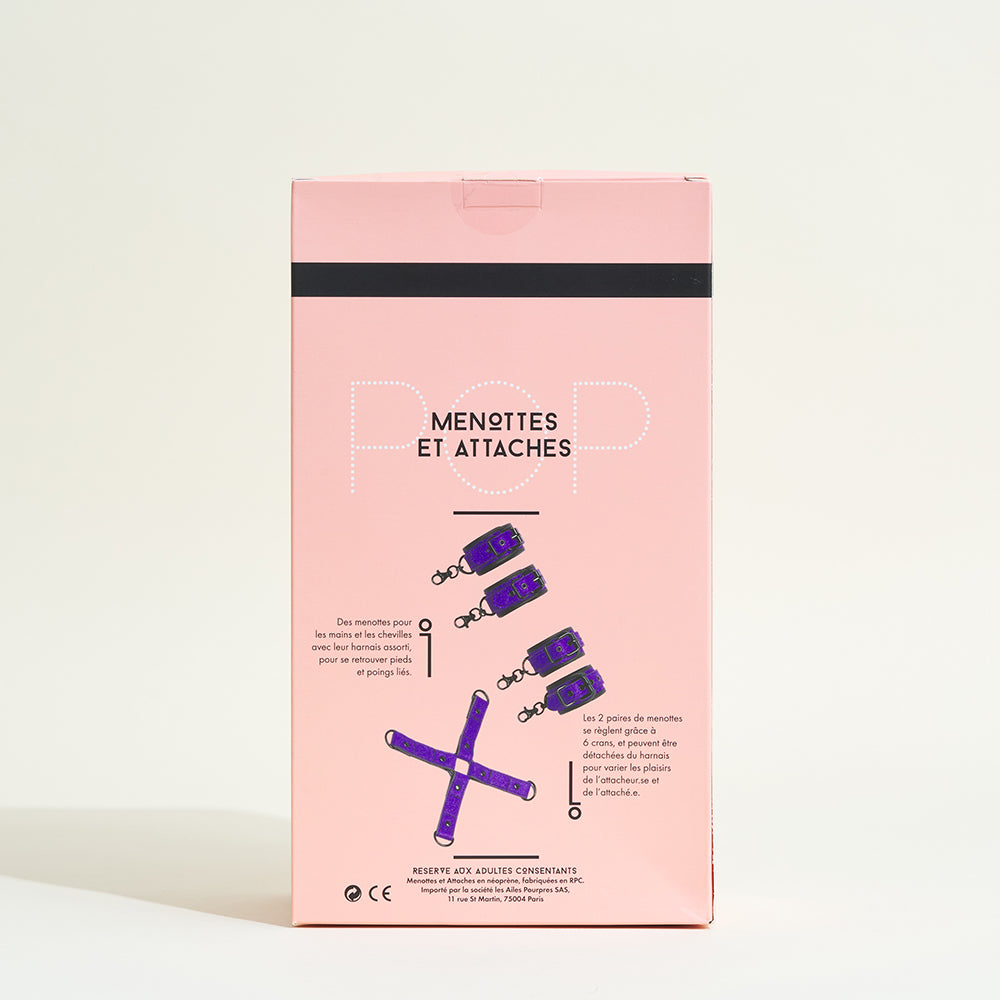 Menottes mains et chevilles Pop - Violet pailleté