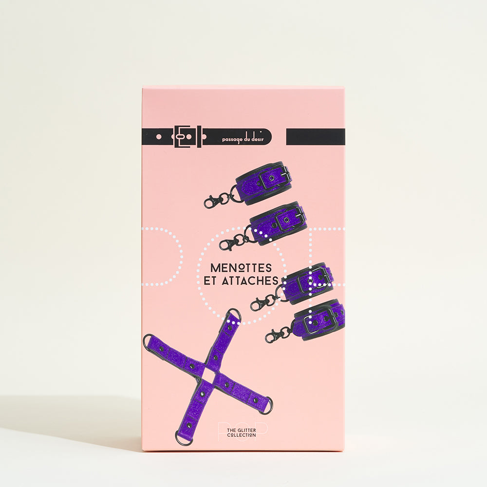 Menottes mains et chevilles Pop - Violet pailleté
