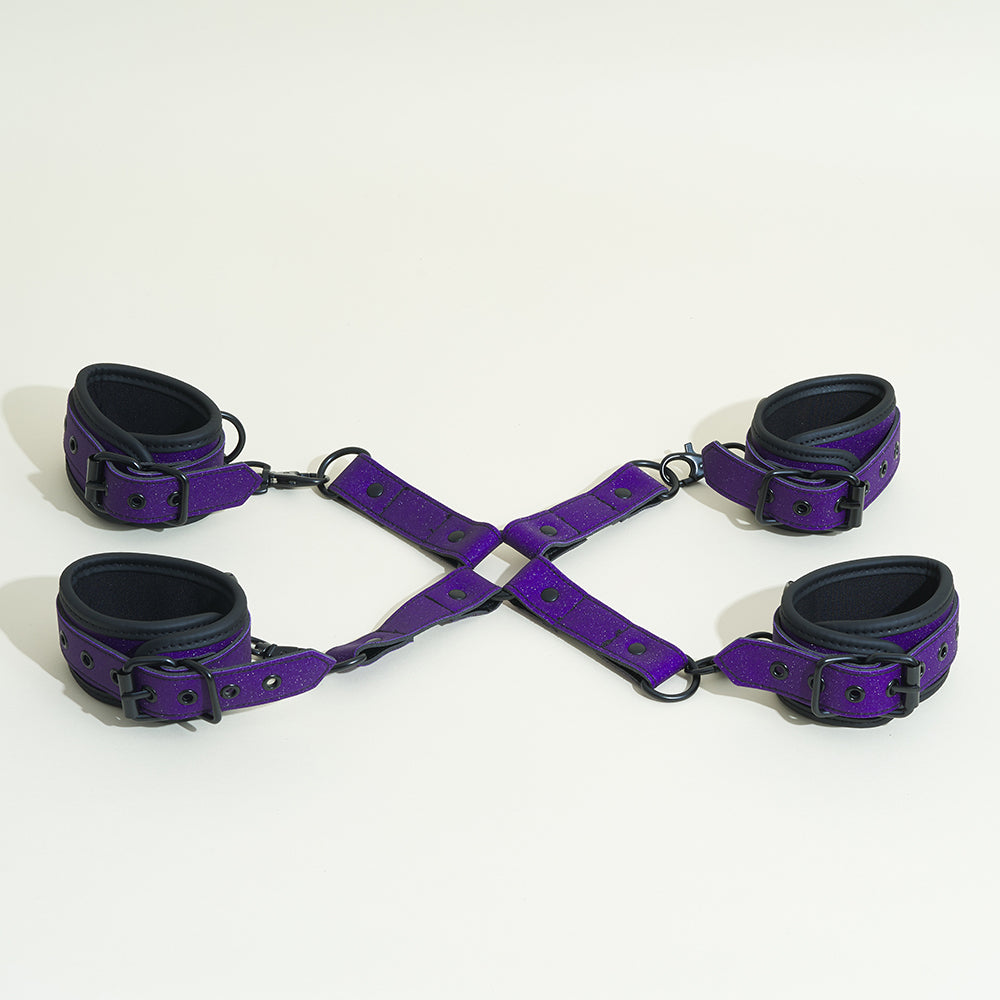 Menottes mains et chevilles Pop - Violet pailleté