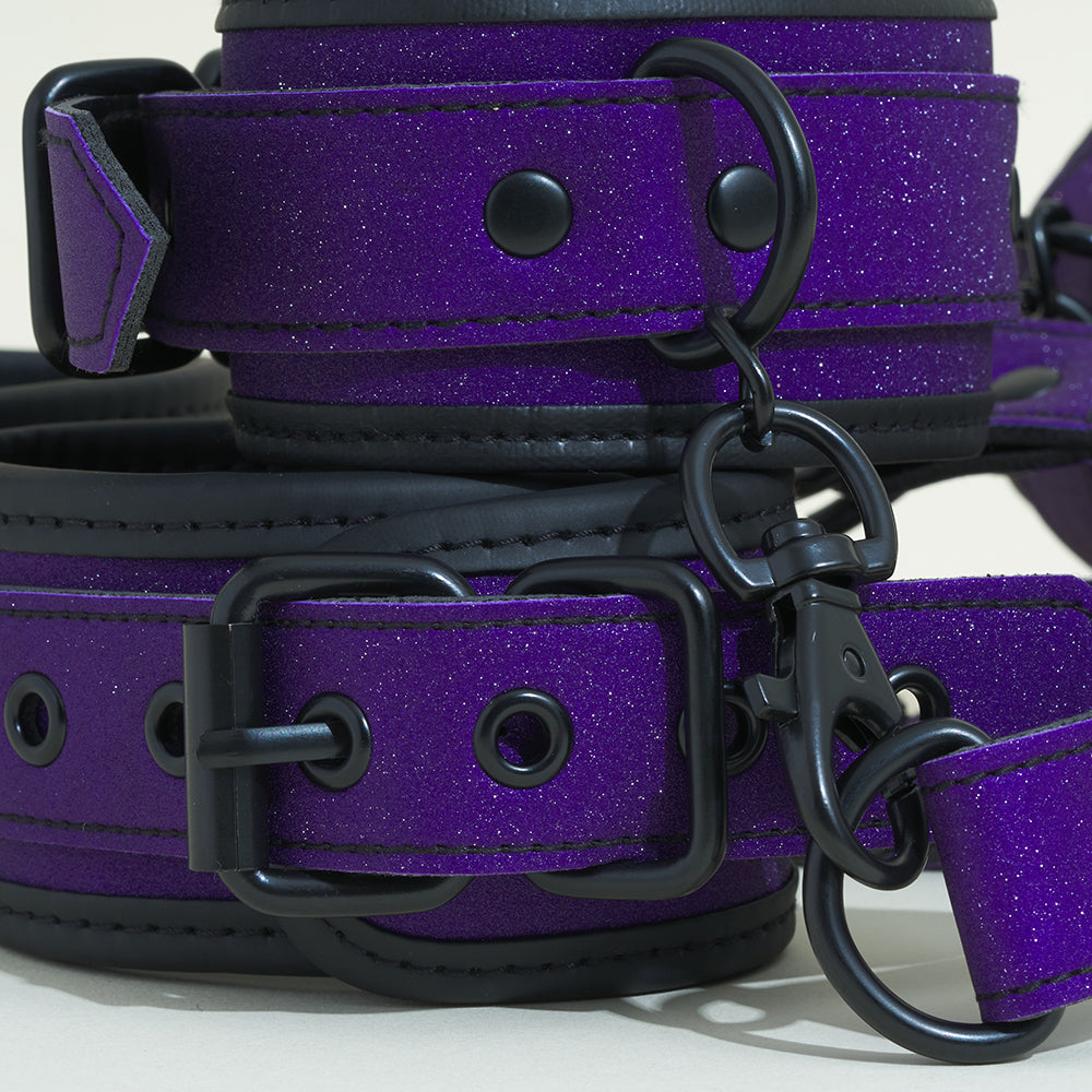 Menottes mains et chevilles Pop - Violet pailleté