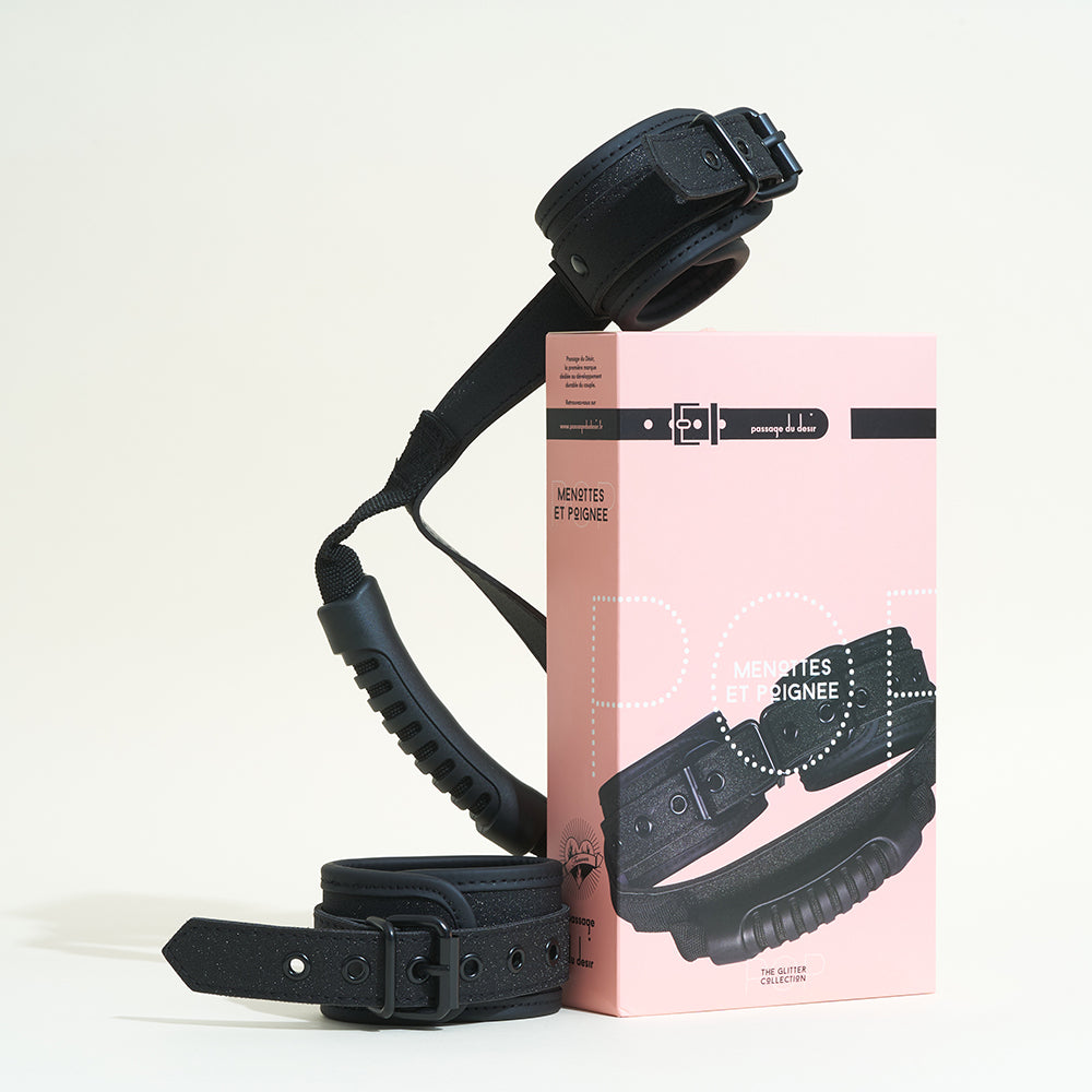 Menottes et poignée Pop - Noir pailleté