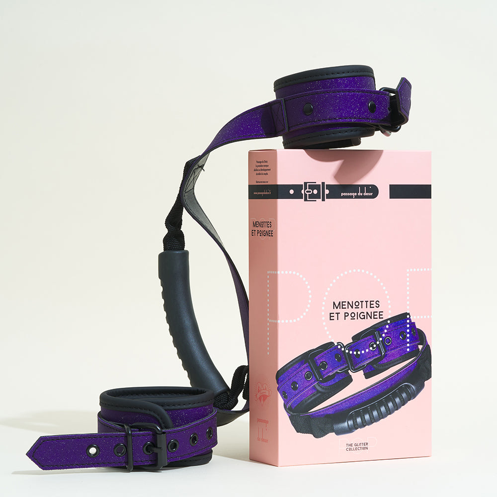 Menottes et poignée Pop - Violet pailleté