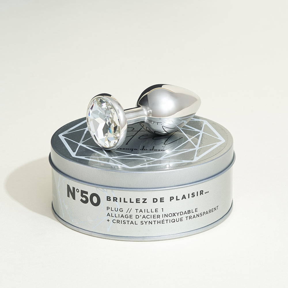 Plug métal bijou Steel Cristal transparent - S