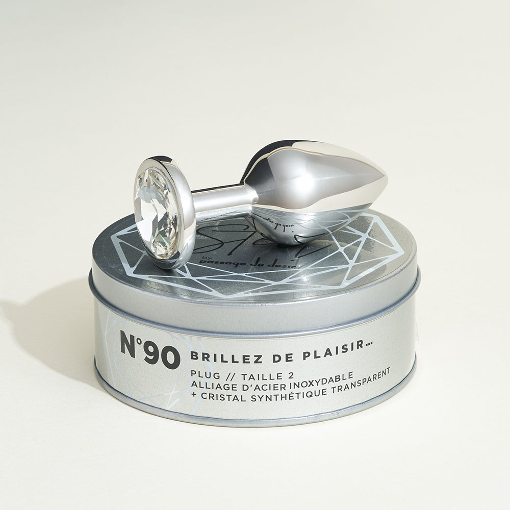 Plug métal bijou Steel Cristal transparent - M