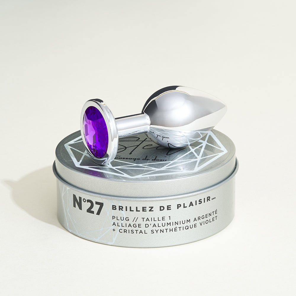Plug métal bijou Steel Cristal violet - M
