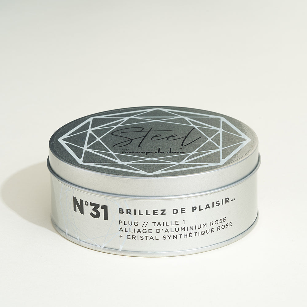 Plug métal bijou Steel Cristal Rose - S