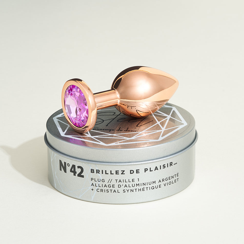 Plug métal bijou Steel Cristal Rose - M
