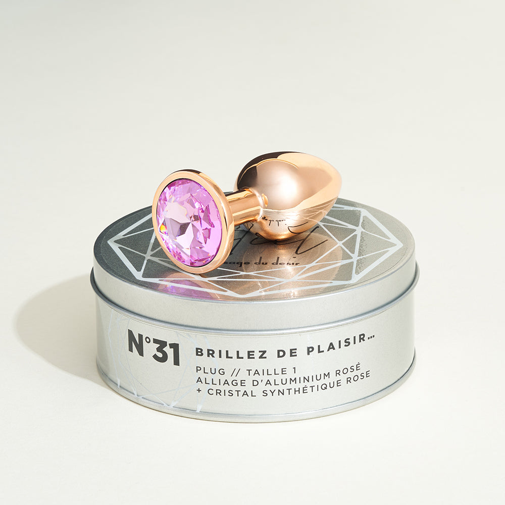 Plug métal bijou Steel Cristal Rose - S
