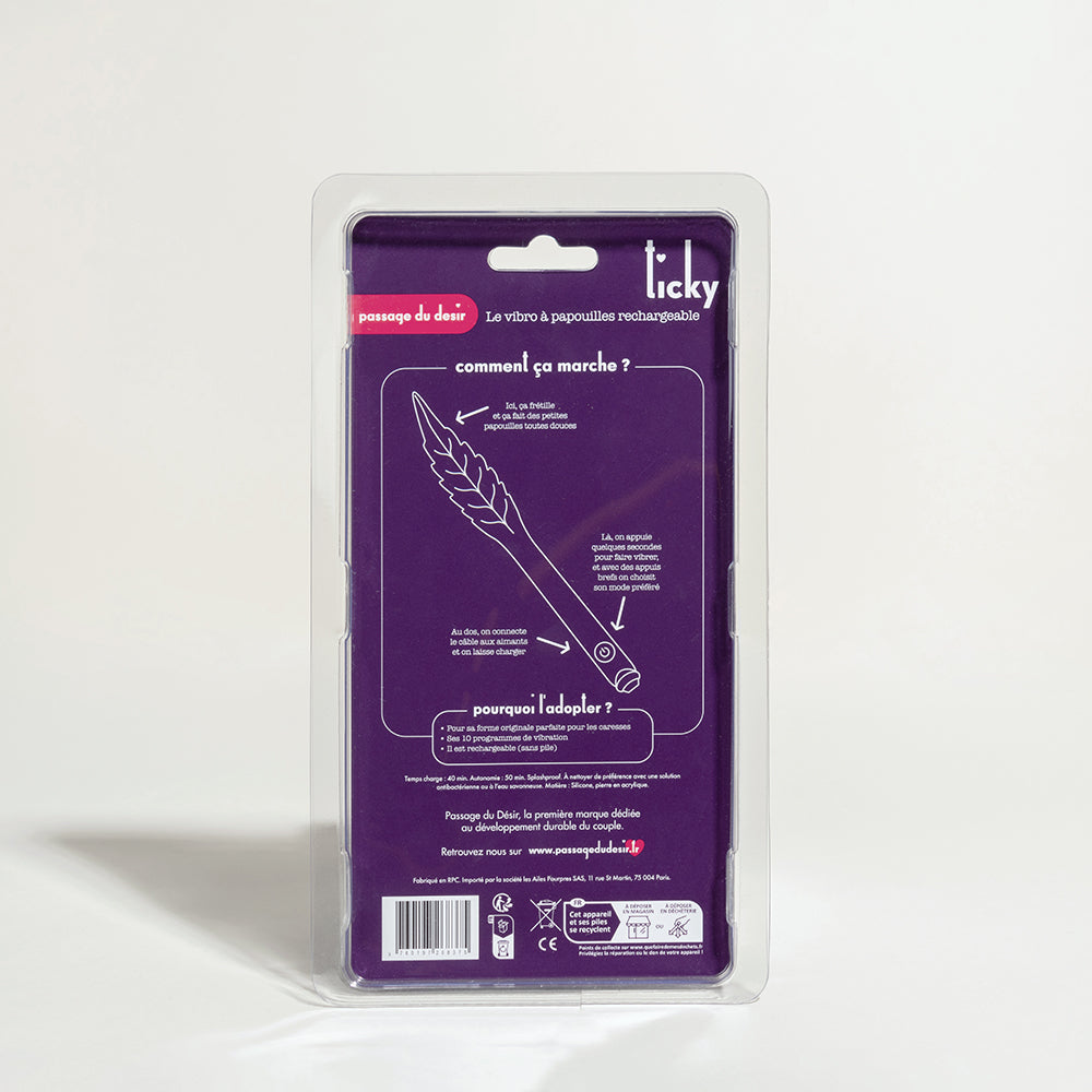 Ticky plume de massage vibrante rechargeable