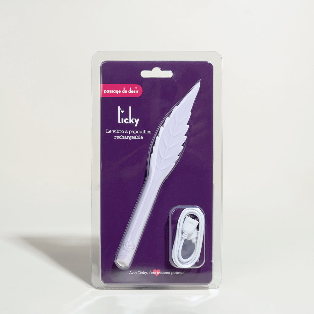 Ticky plume de massage vibrante rechargeable
