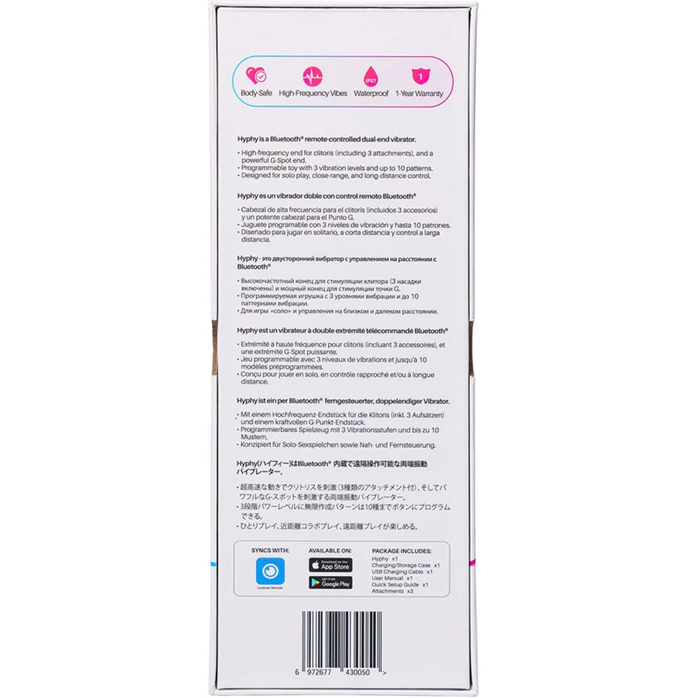 Vibromasseur connecté double extrémité Hyphy Lovense