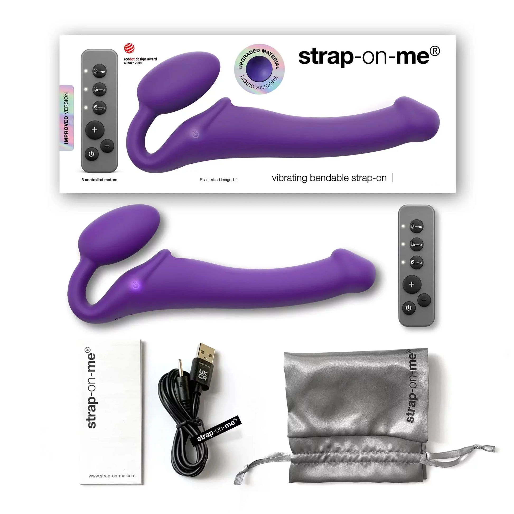 Strap On vibrant 3 moteurs - Violet