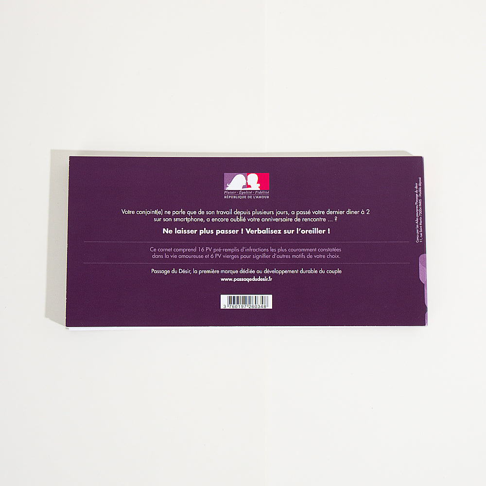Carnet de mise à l'amende amoureux