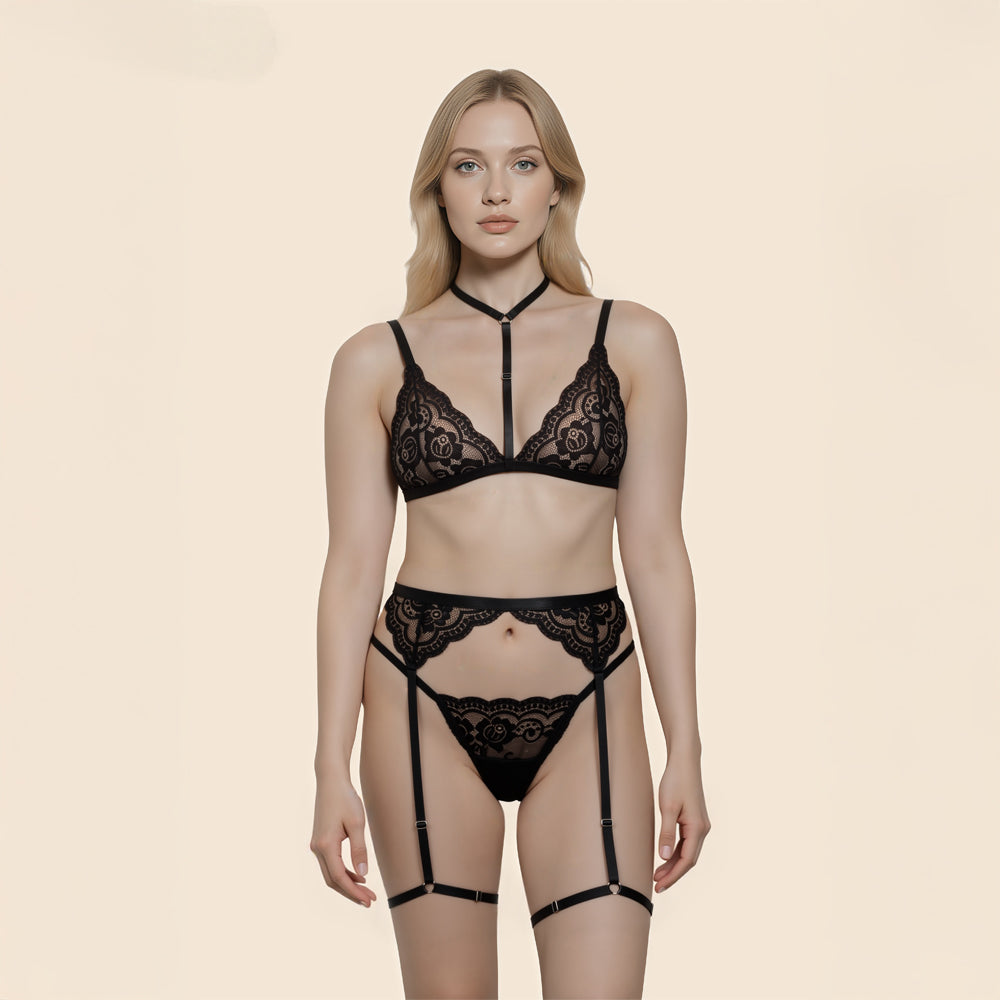 Ensemble 3 pièces à dentelle Bella - Ensemble 3 pièces à dentelle Bella