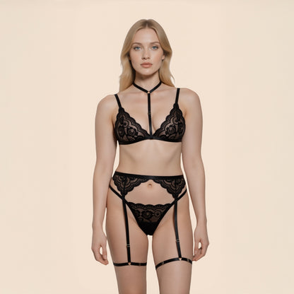 Ensemble 3 pièces dentelles Bella Passage du désir lingerie - Ensemble 3 pièces dentelles Bella Passage du désir lingerie