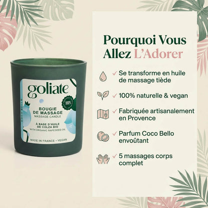 Bougie de massage bio parfum intense - Coco