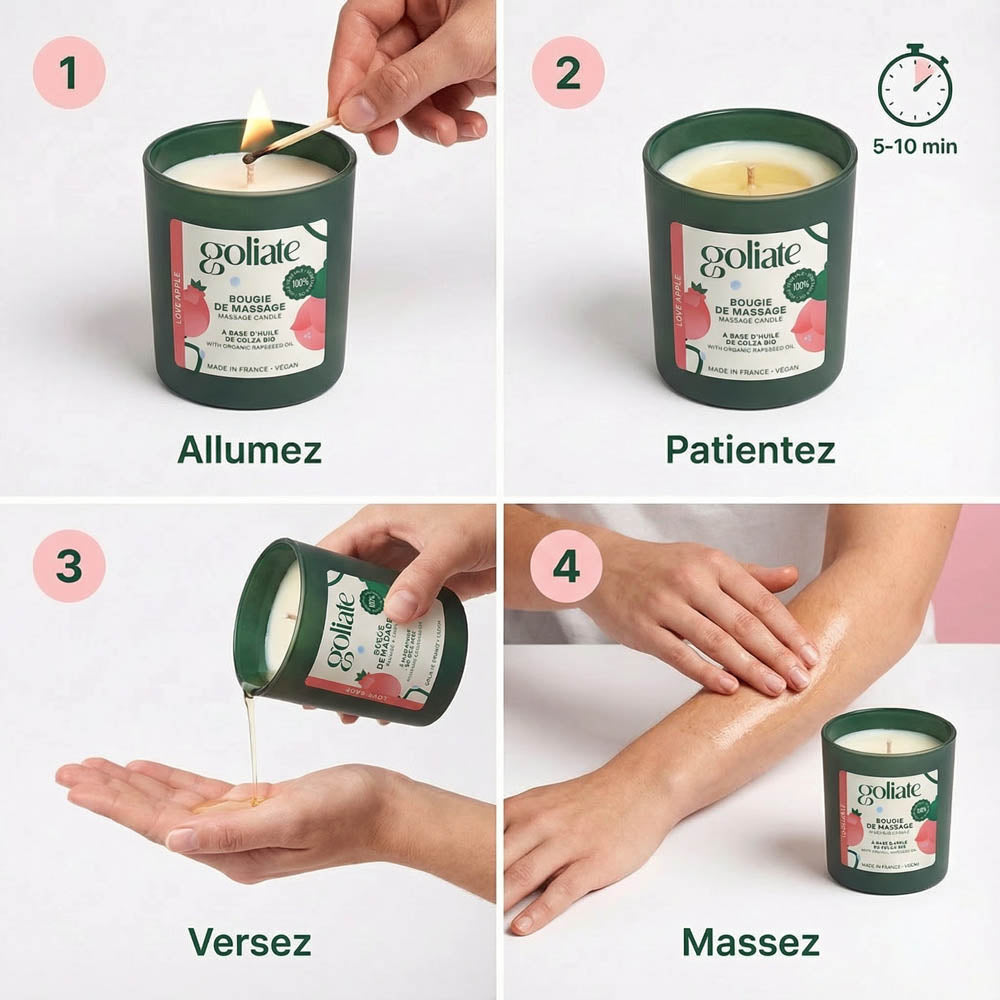 Bougie de massage bio parfum intense - Pomme