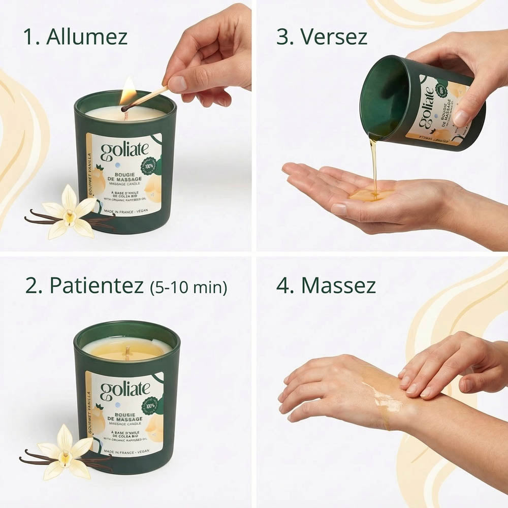 Bougie de massage bio parfum intense - Vanille