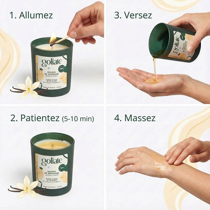 Bougie de massage bio parfum intense - Vanille