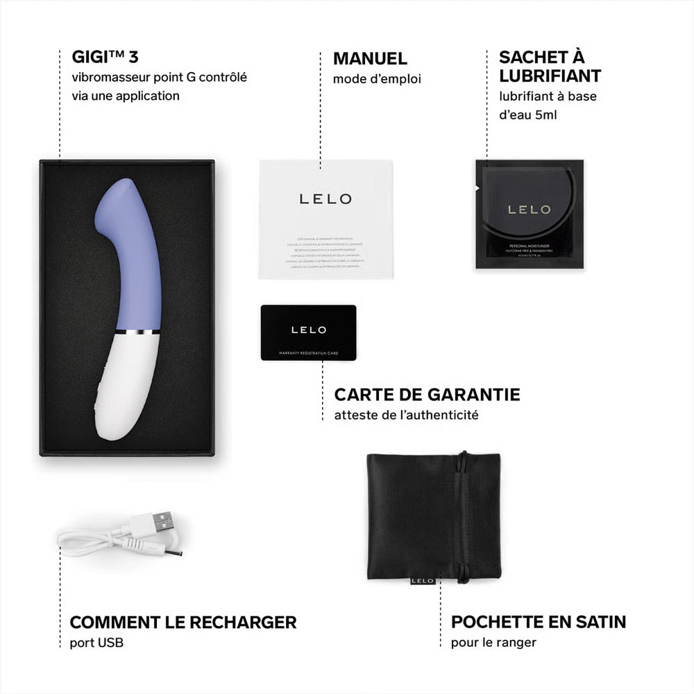 Vibro point G connecté Gigi 3 de Lelo - Bleu