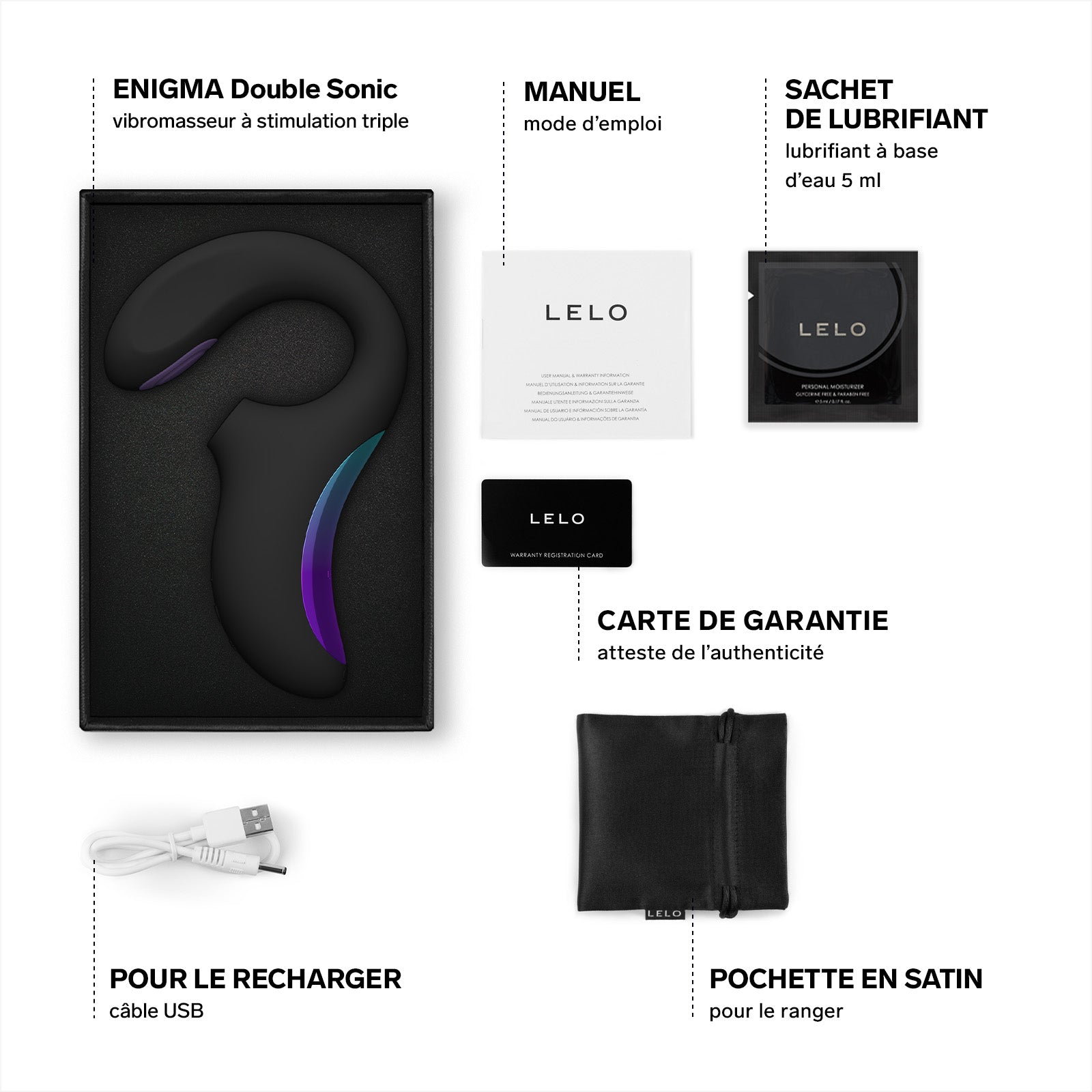 Enigma double sonic de Lelo - Noir