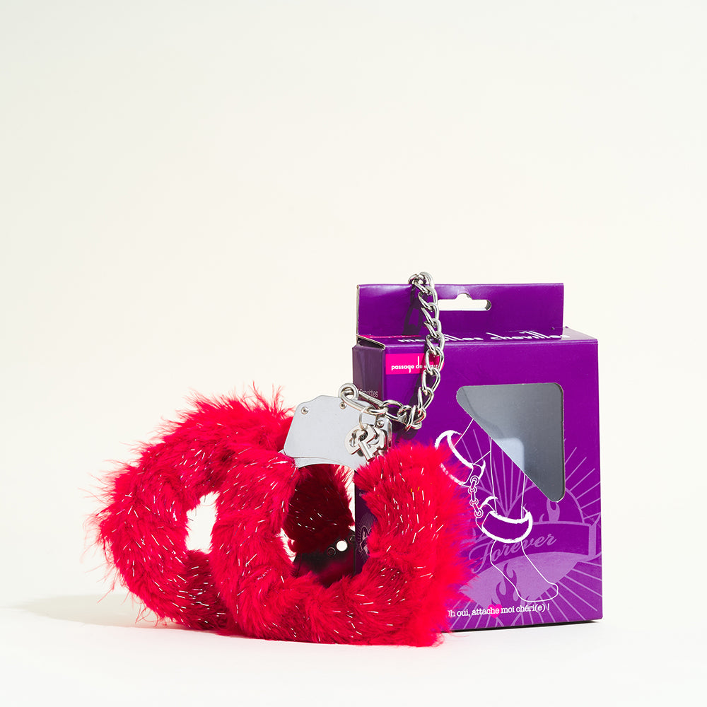 Menotte chevilles fourrure - Rouge