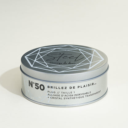 Plug métal bijou Steel Cristal transparent - S