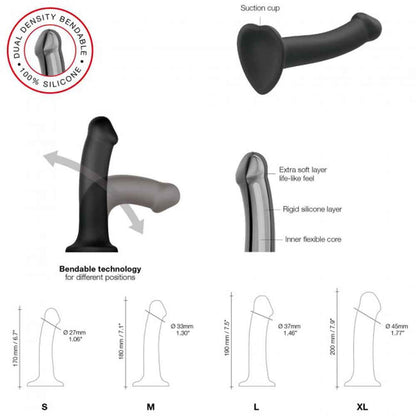 Dildo ventouse Dual Density - Noir